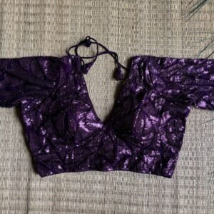 Magenta Sequence V Neck Blouse