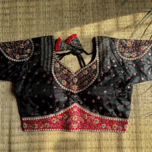 Black Red Combination Golden Zari Work Blouse