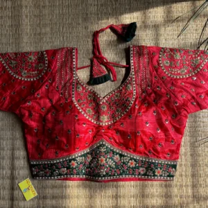 Red Green Combination Zari Work Blouse