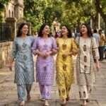 Lavender Jaipur Print Cotton Side Cut Two Piece Kurti Set for Women | Premium Cotton Ethnic Wear | Fad N Fashion